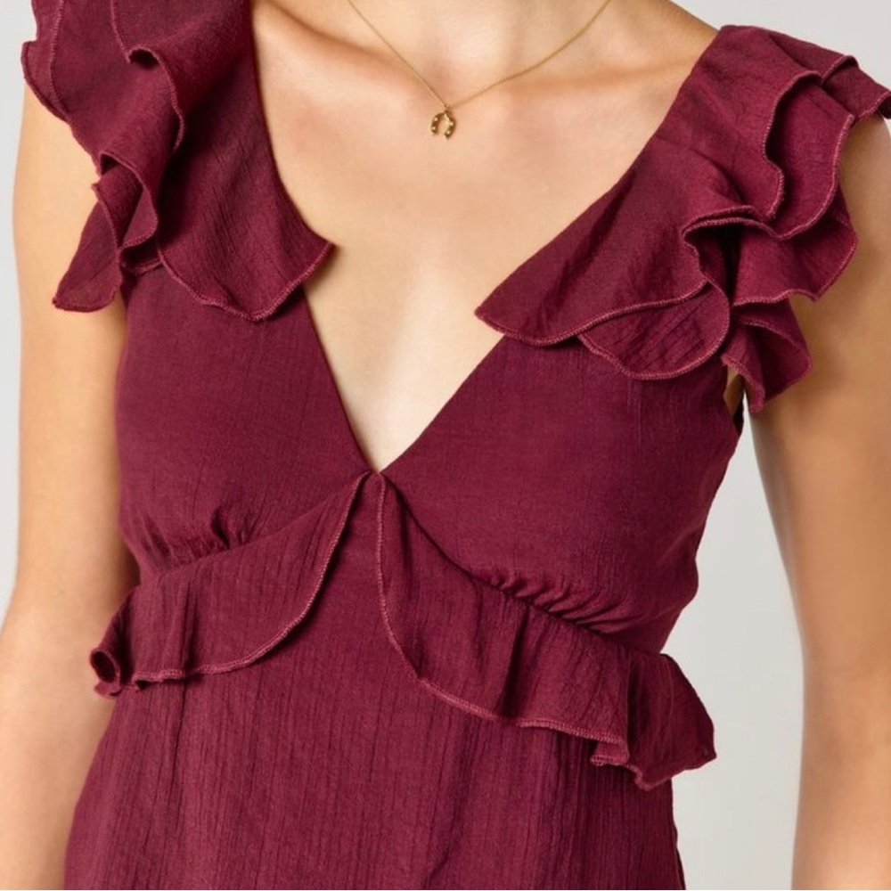 Mia solid ruffle strap woven blouse